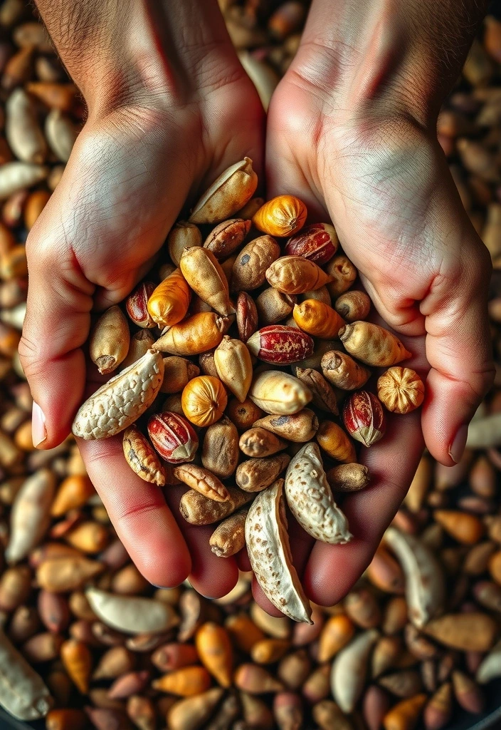 Ręce trzymające ziarna